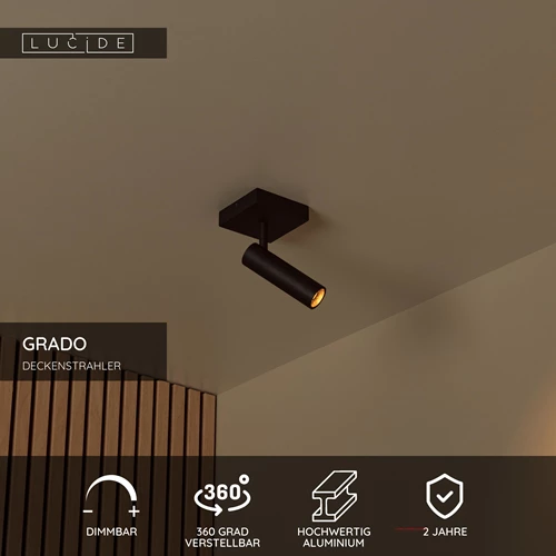Lucide GRADO - Deckenstrahler - 1xGU10 (MR11) - Schwarz - USP